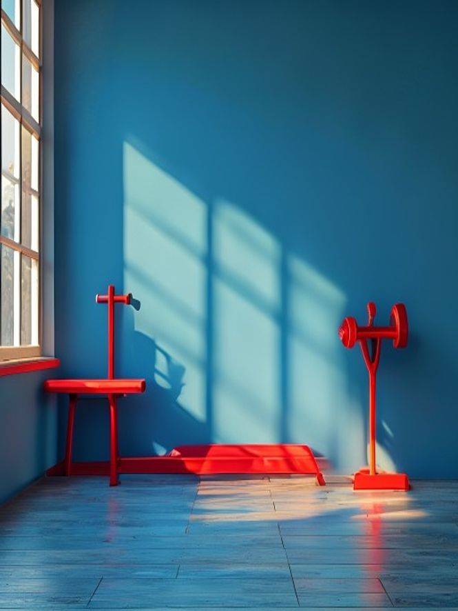 Rustige ochtendtraining in een heldere kamer met zonlicht